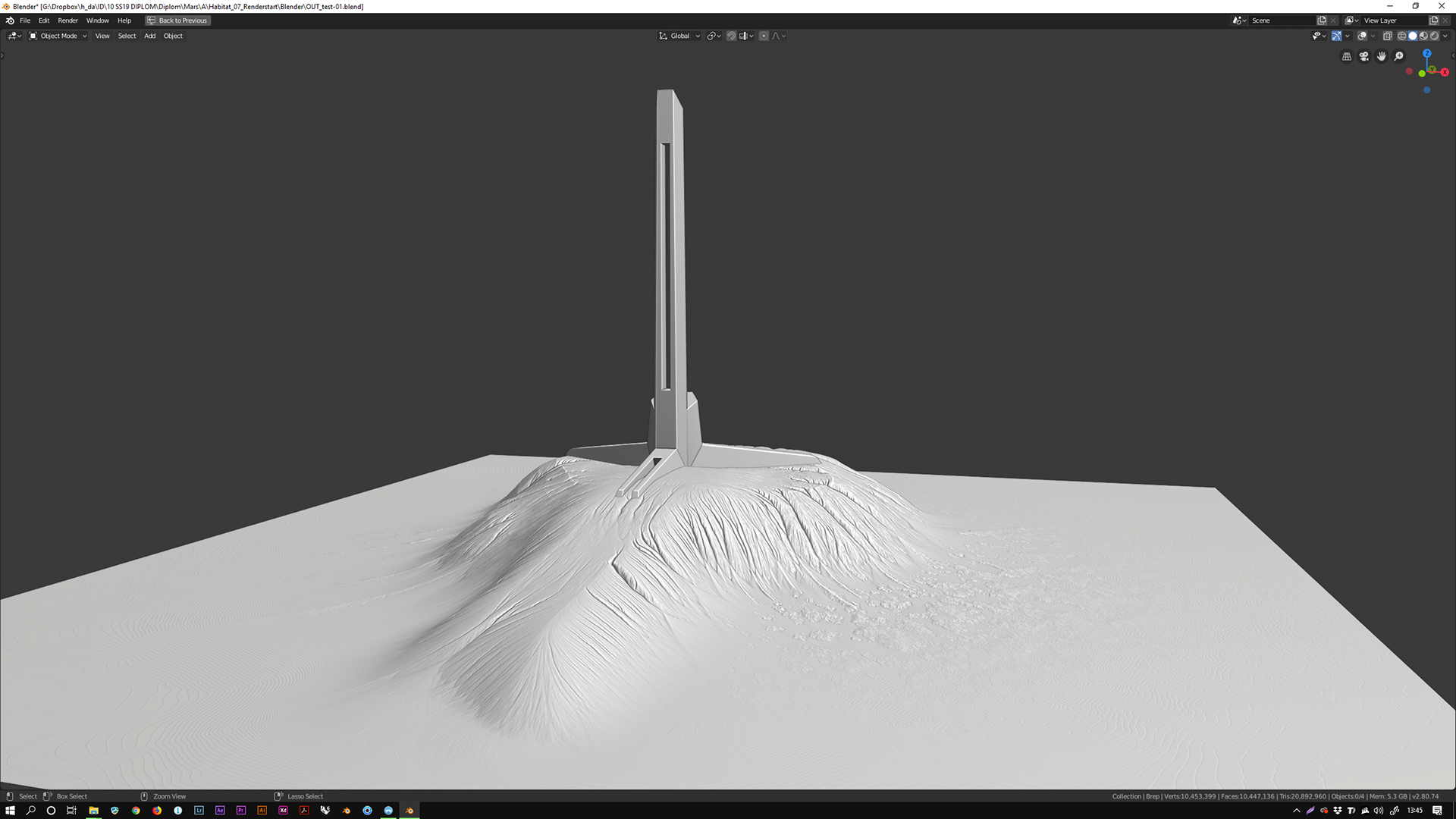 First tests with World Machine generated mesh in blender
