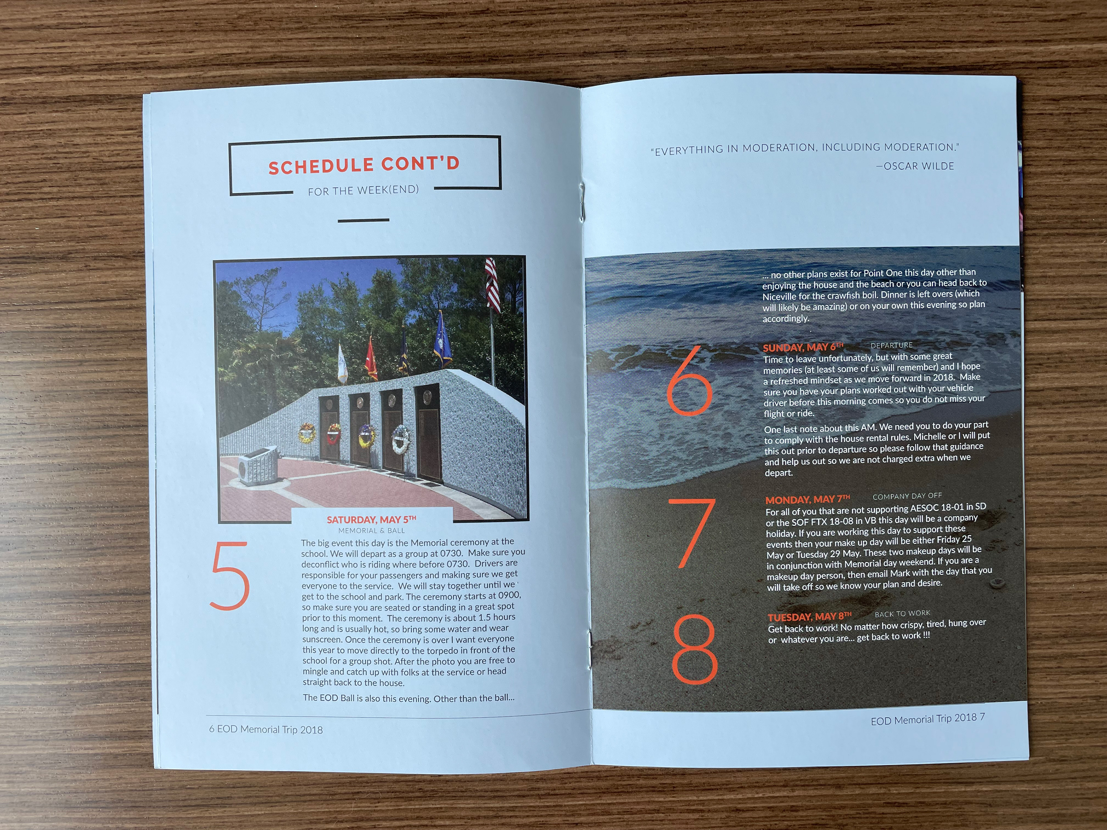 Event Brochure, inside pages