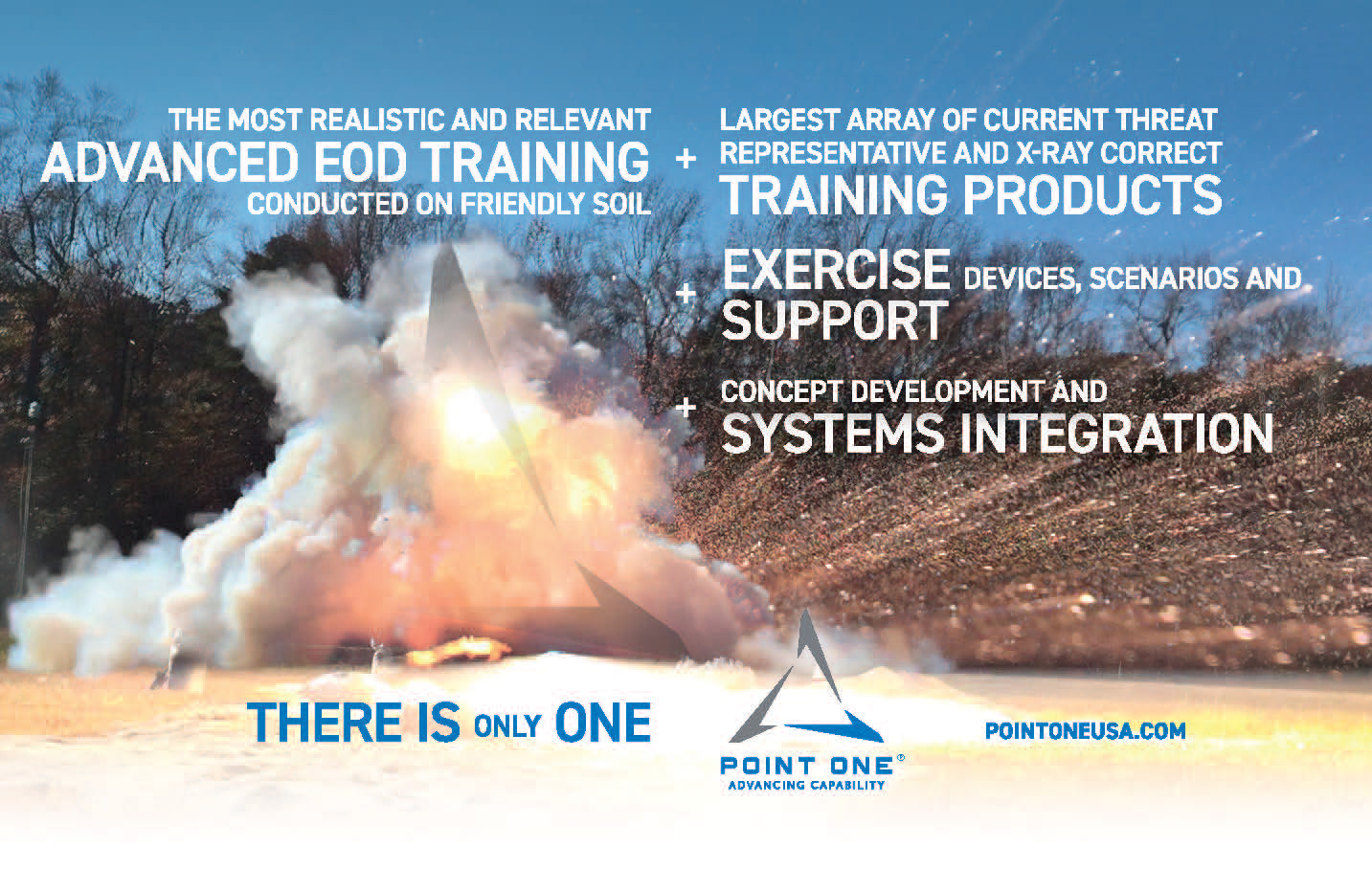 Half-page advertisement in a trade publication for an EOD products, training and other services company