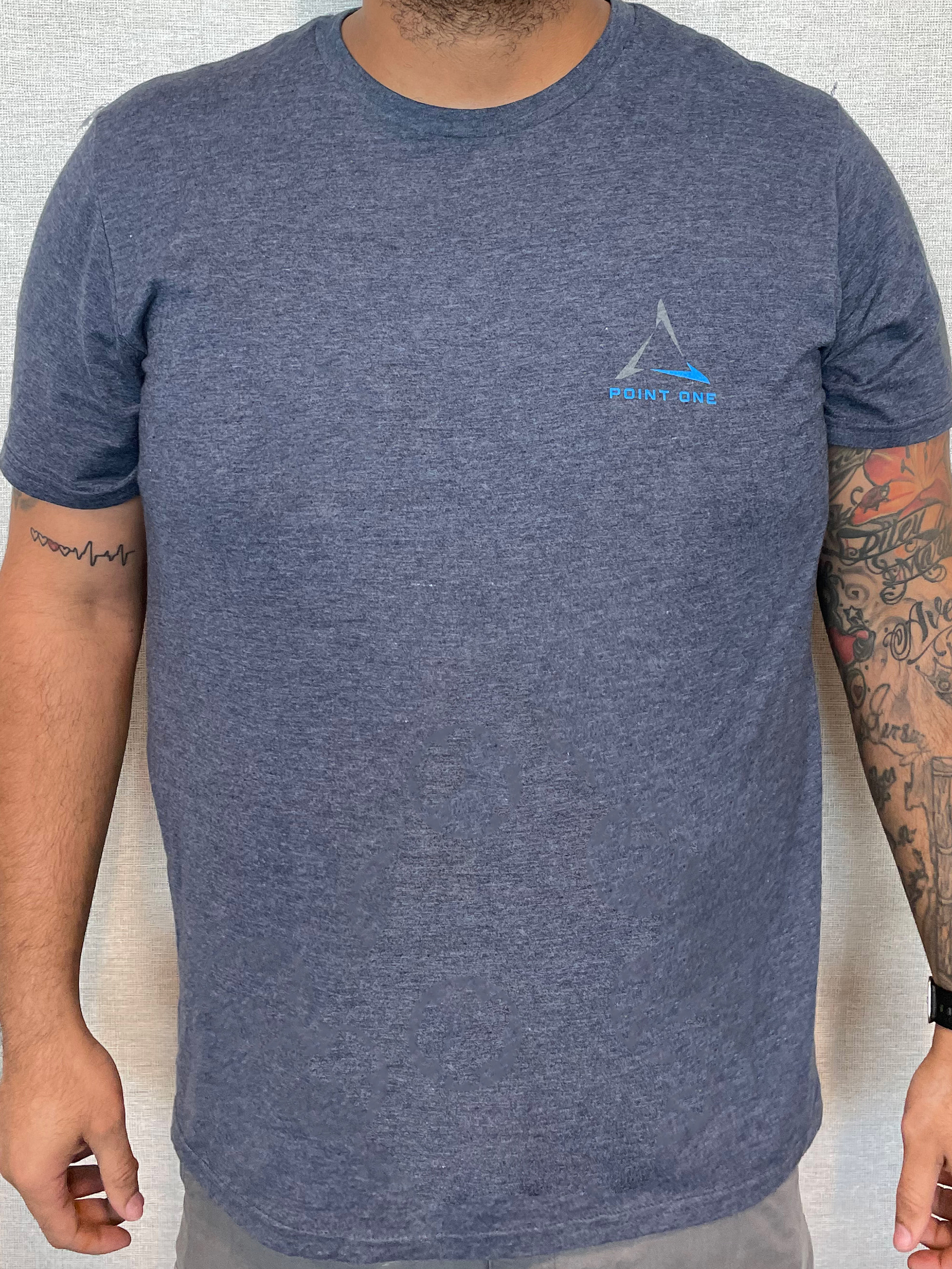 Point One Team member uniform piece, a t-shirt, front displaying the company logo in the chest pocket location