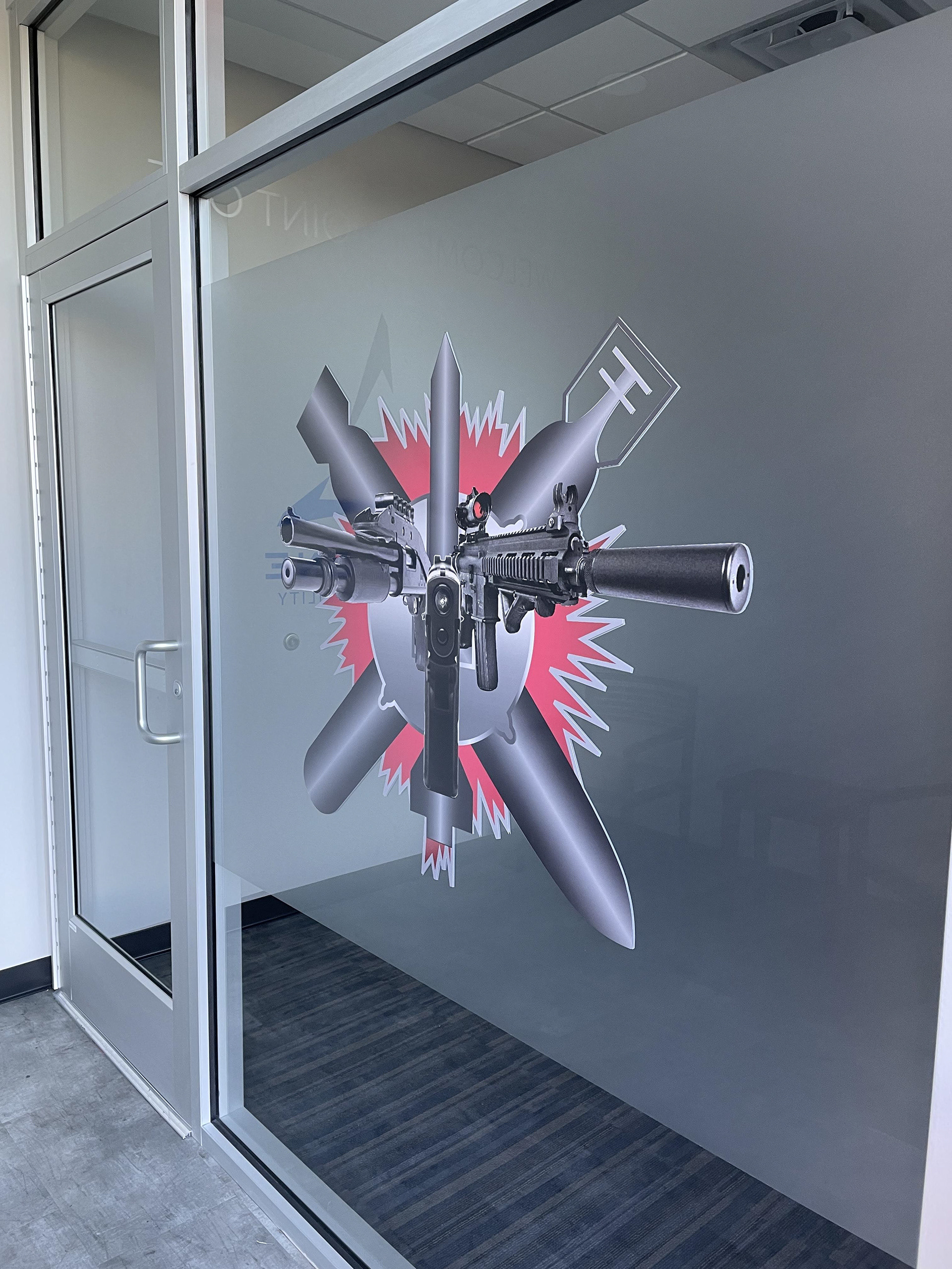 Graphic Decal of tactical logo in Facility entrance area in annex building