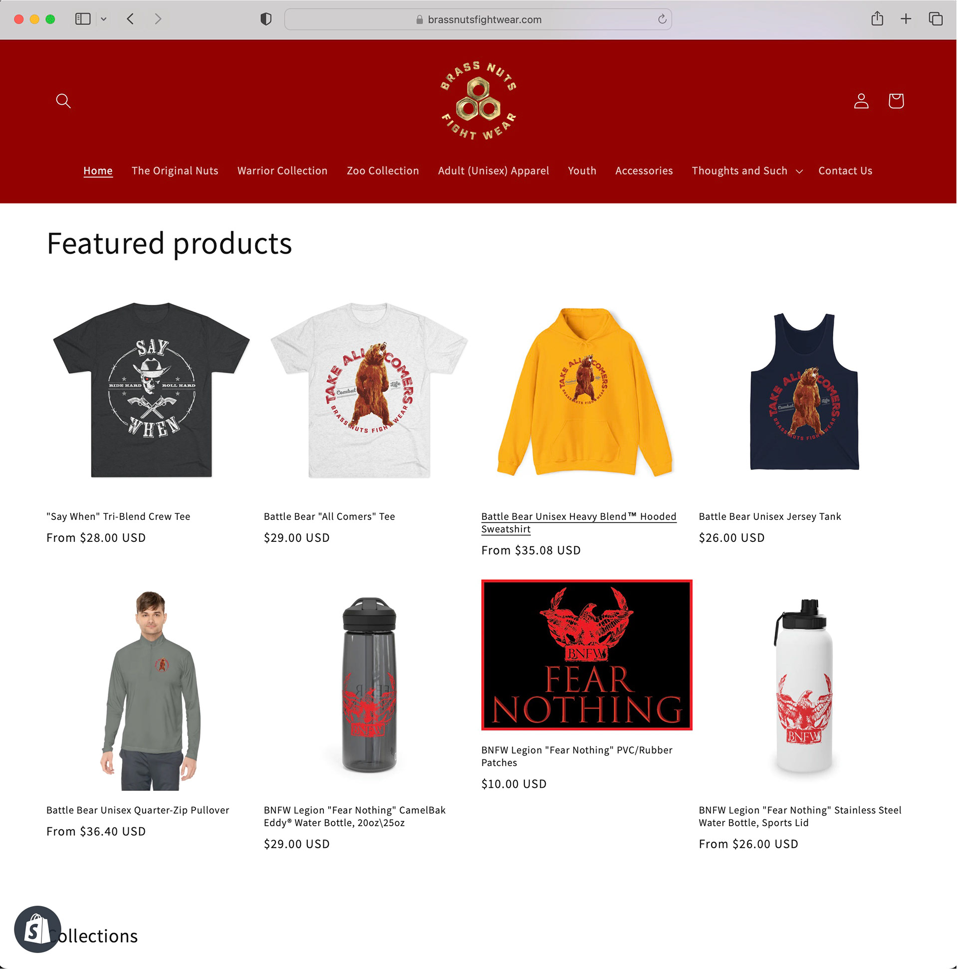 Featured Products block on home page showing some of the latest products /my designs for the brand