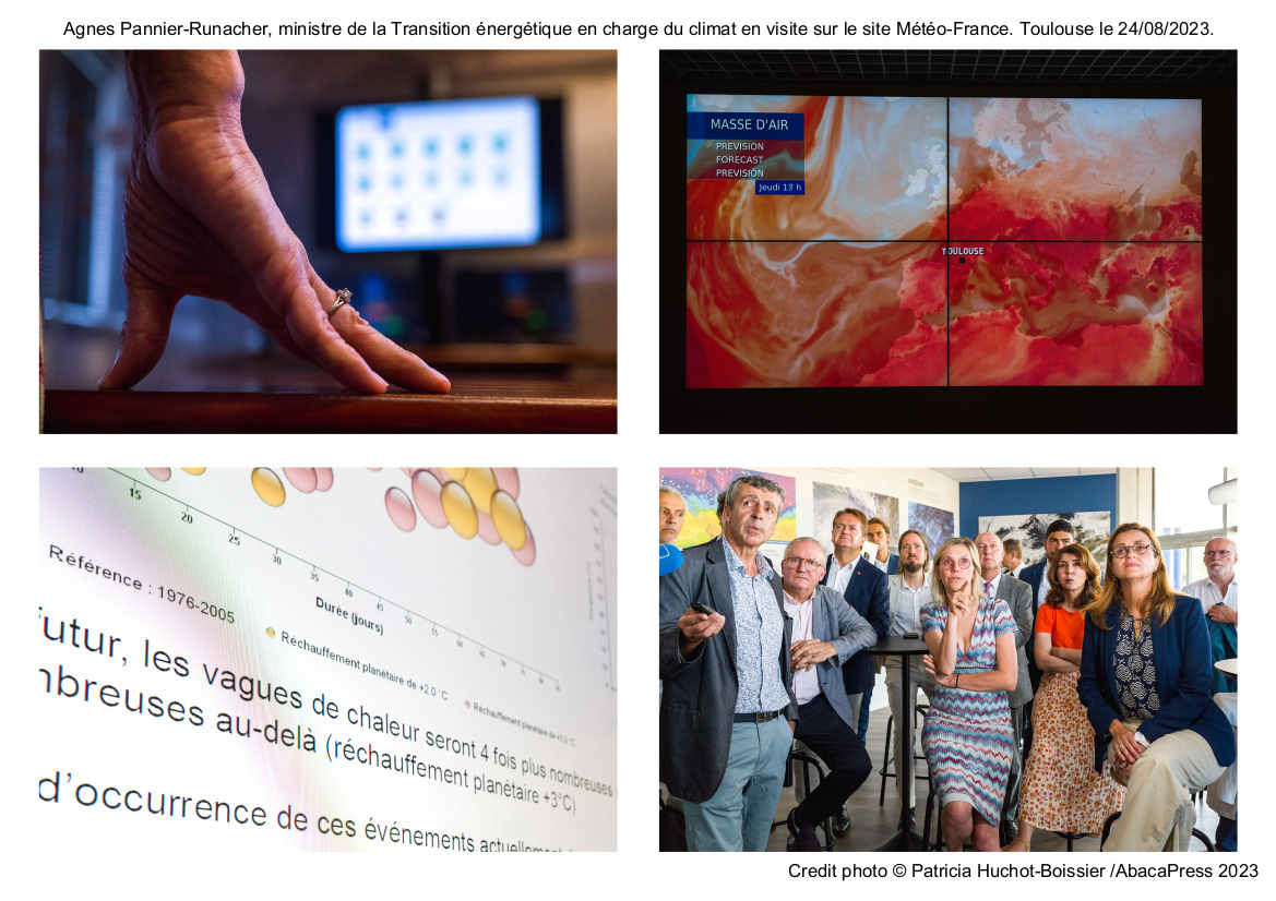 Agnes Pannier-Runacher, ministre de la Transition énergétique en charge du climat en visite sur le site Météo-France. Toulouse le 24/08/2023