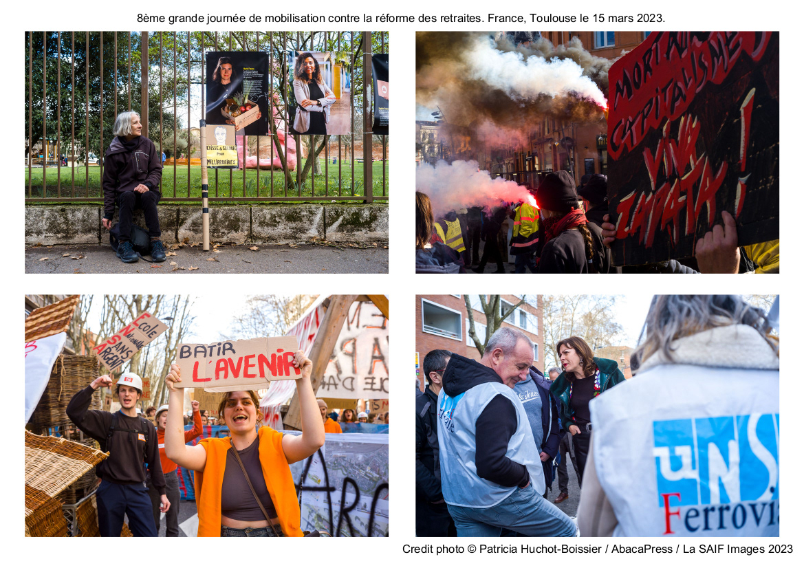 8ème grande journée de mobilisation contre la réforme des retraites. France, Toulouse le 15 mars 2023
