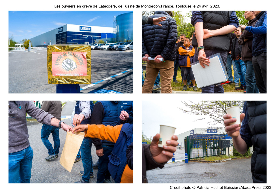 Les ouvriers en grève de Latecoere, de l'usine de Montredon.France, Toulouse le 24 avril 2023
