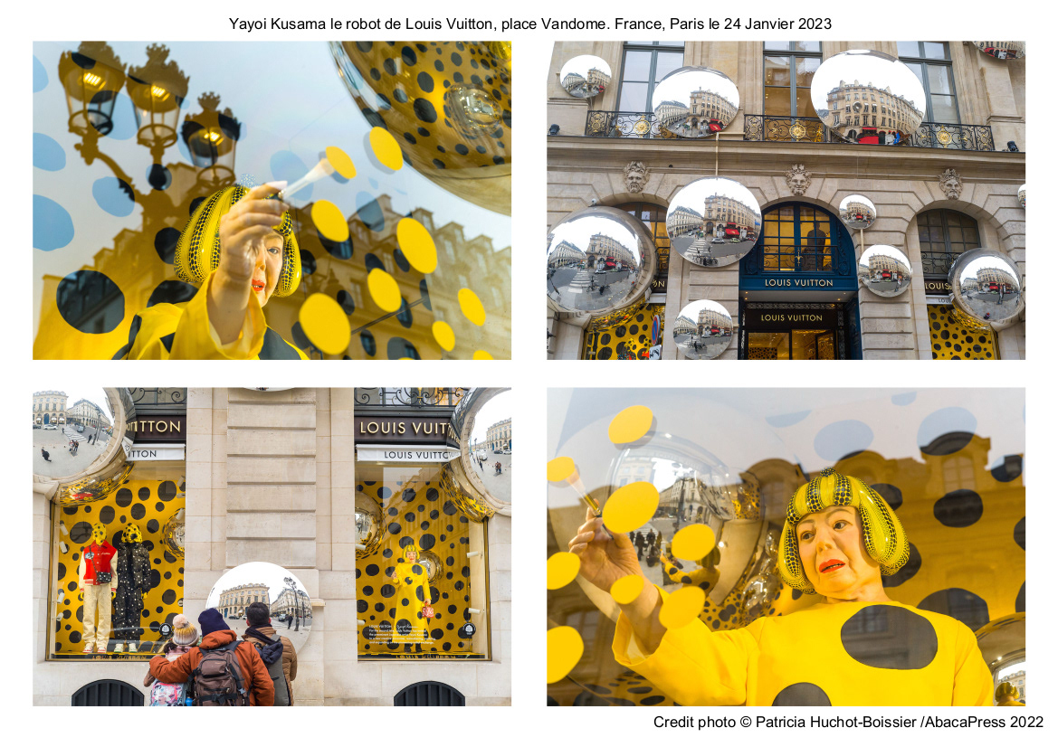 Yayoi Kusama le robot de Louis Vuitton, place Vandome. France, Paris le 24 Janvier 2023