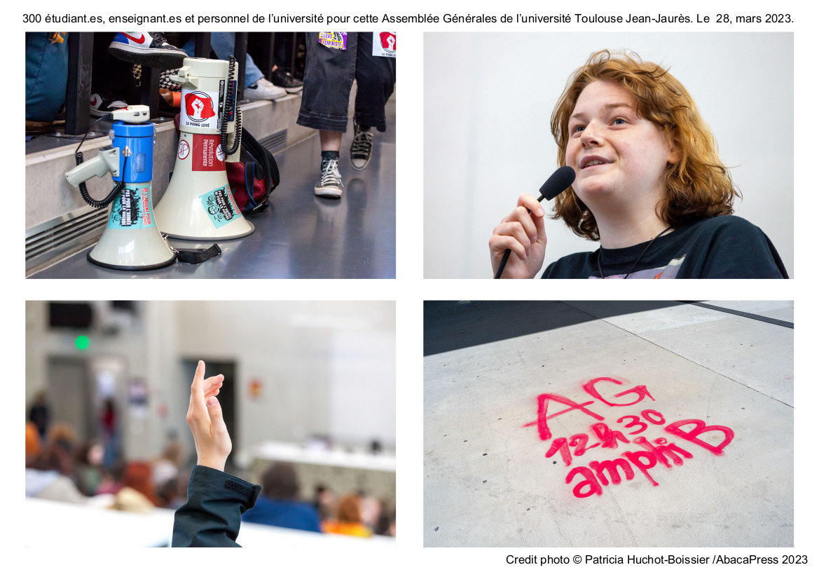 300 étudiant.es, enseignant.es et personnel de l’université pour cette Assemblée Générales de l’université Toulouse Jean-Jaurès. Le  28, mars 2023