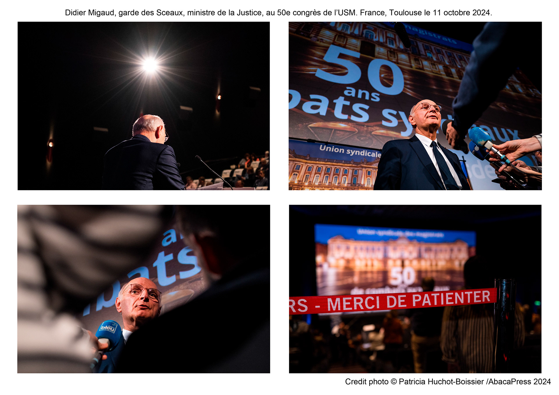 Didier Migaud, garde des Sceaux, ministre de la Justice, au 50e congrès de l’USM. France, Toulouse le 11 octobre 2024