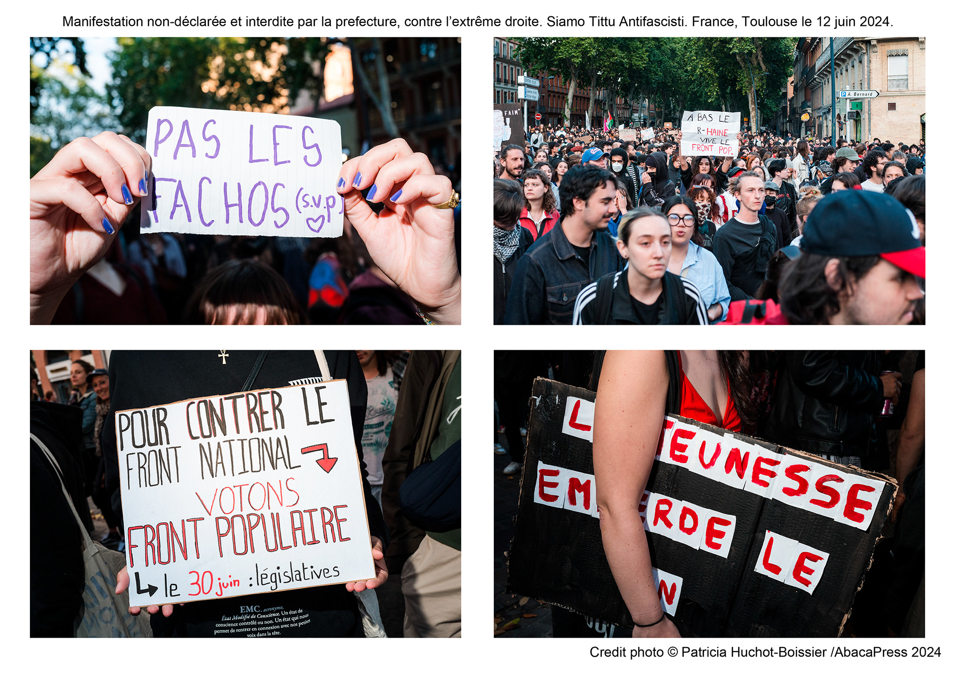 Manifestation non-déclarée et interdite par la prefecture, contre l’extrême droite. Siamo Tittu Antifascisti. France, Toulouse le 12 juin 2024.jpg