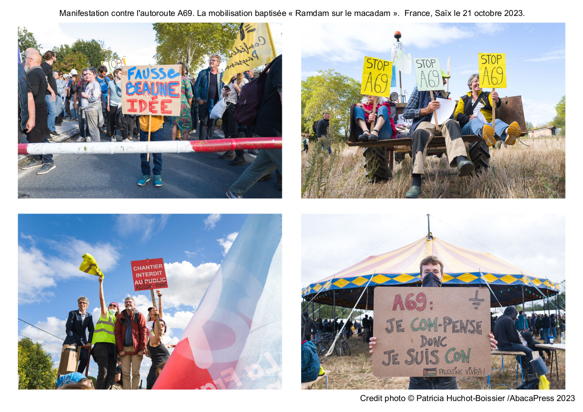 Manifestation contre l'autoroute A69. La mobilisation baptisée « Ramdam sur le macadam ».  France, Saïx le 21 octobre 2023.jpg