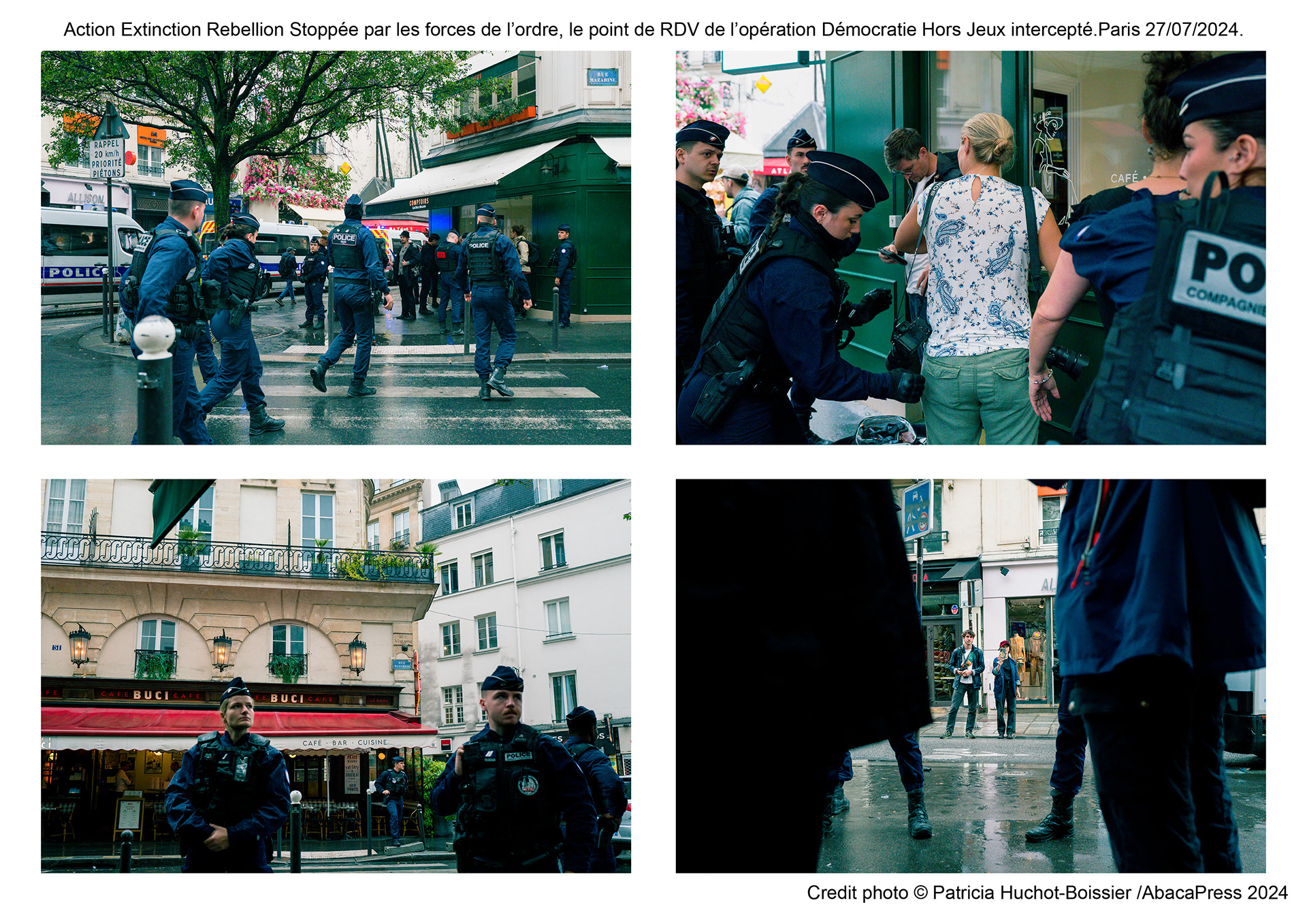 Action Extinction Rebellion Stoppée par les forces de l’ordre, le point de RDV de l’opération Démocratie Hors Jeux intercepté.Paris 27/07/2024.