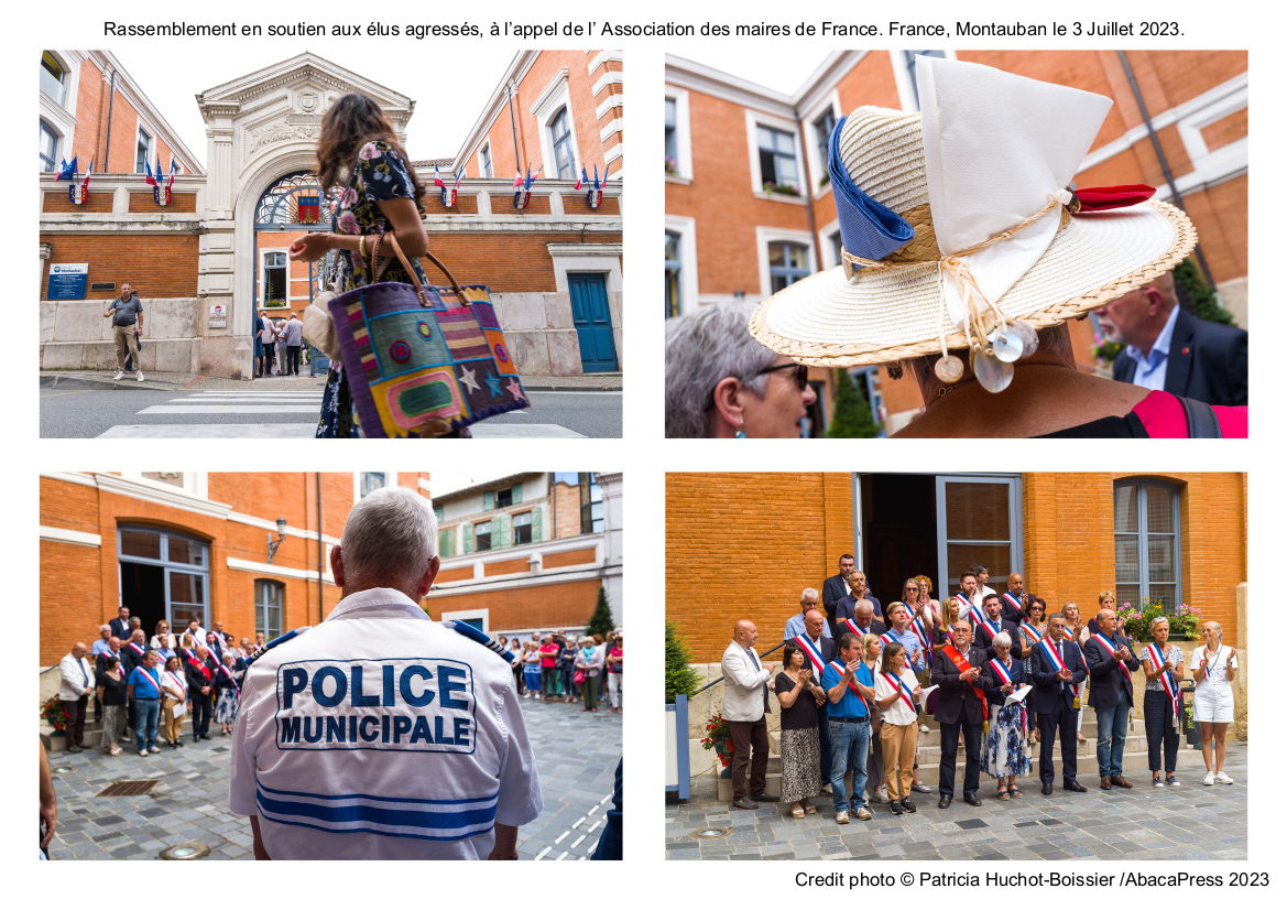 Rassemblement en soutien aux élus agressés, à l’appel de l’ Association des maires de France. France, Montauban le 3 Juillet 2023