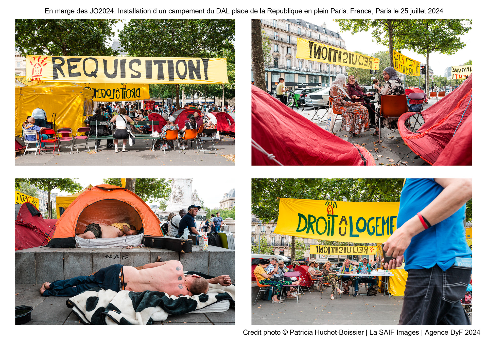 En marge des JO2024. Installation d un campement du DAL place de la Republique en plein Paris. France, Paris le 25 juillet 2024.pdf