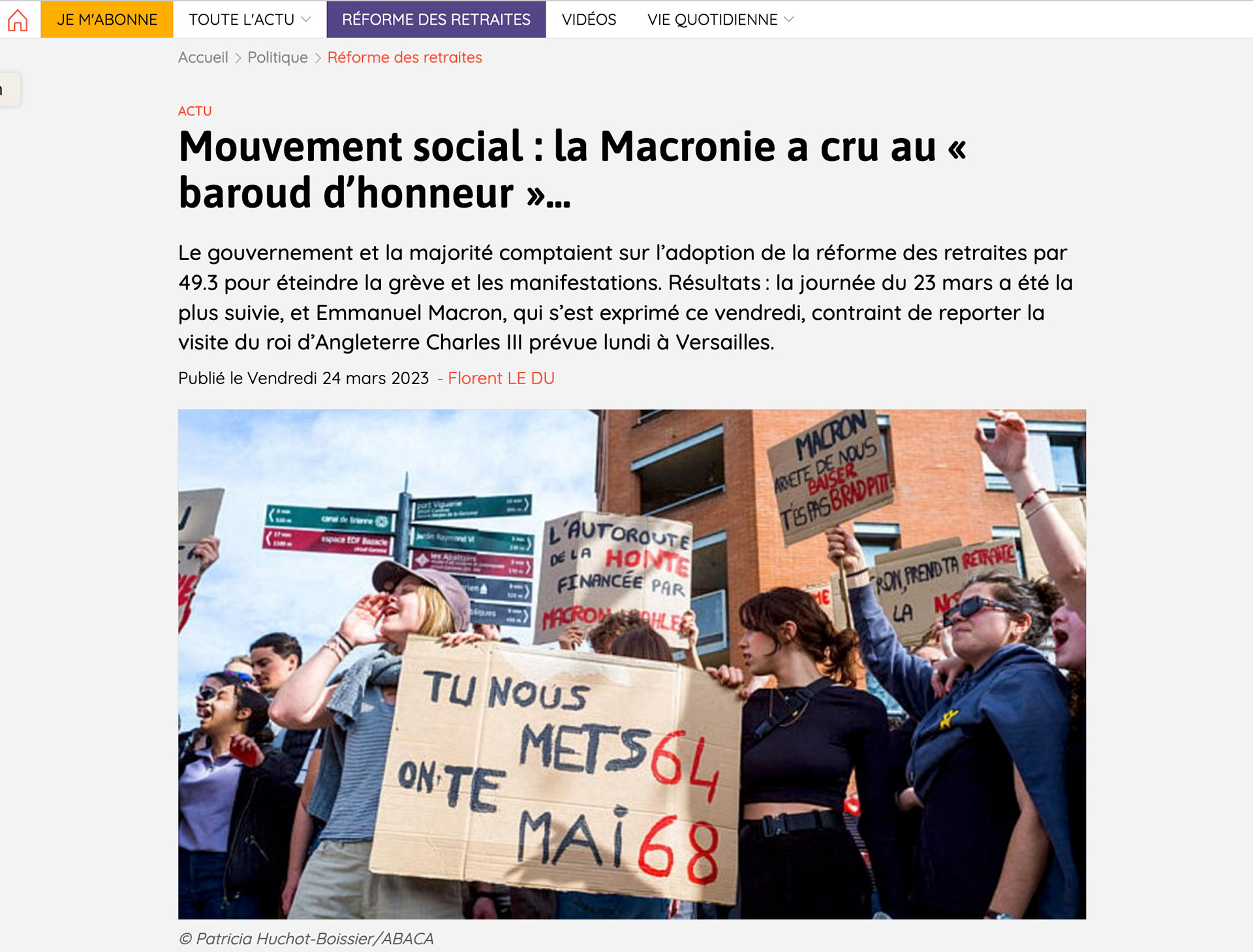 L' Humanite - 24 mars 2023 - 