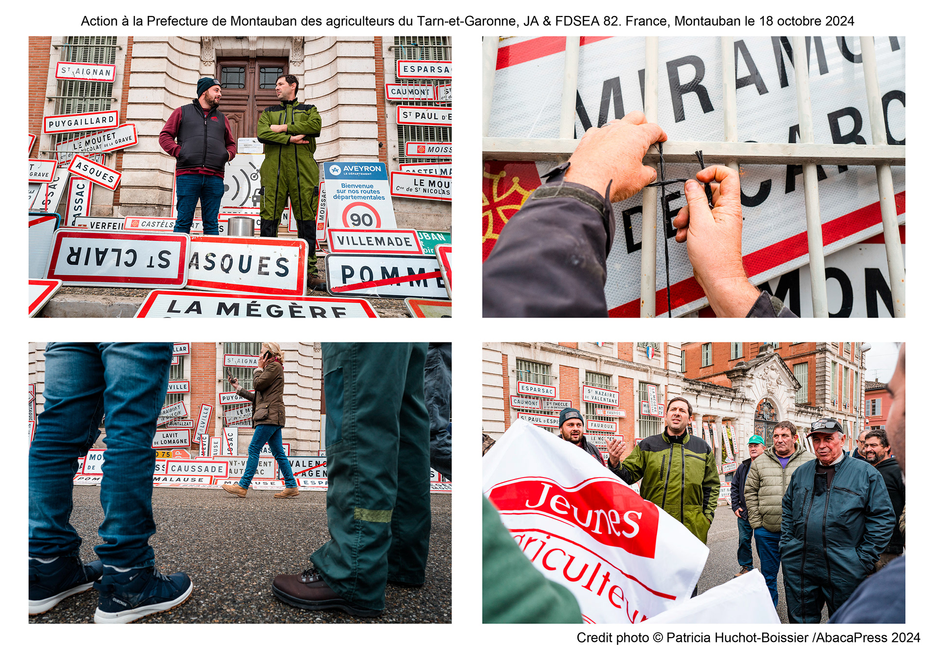 Action à la Prefecture de Montauban des agriculteurs du Tarn-et-Garonne, JA & FDSEA 82. France, Montauban le 18 octobre 2024