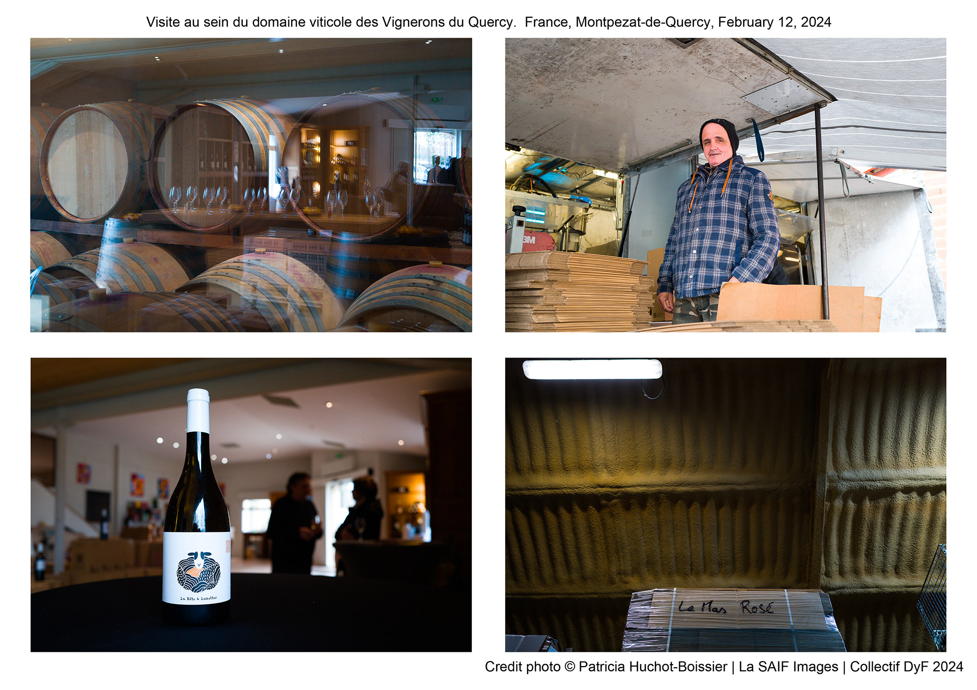 Visite au sein du domaine viticole des Vignerons du Quercy.  France, Montpezat-de-Quercy, February 12, 2024