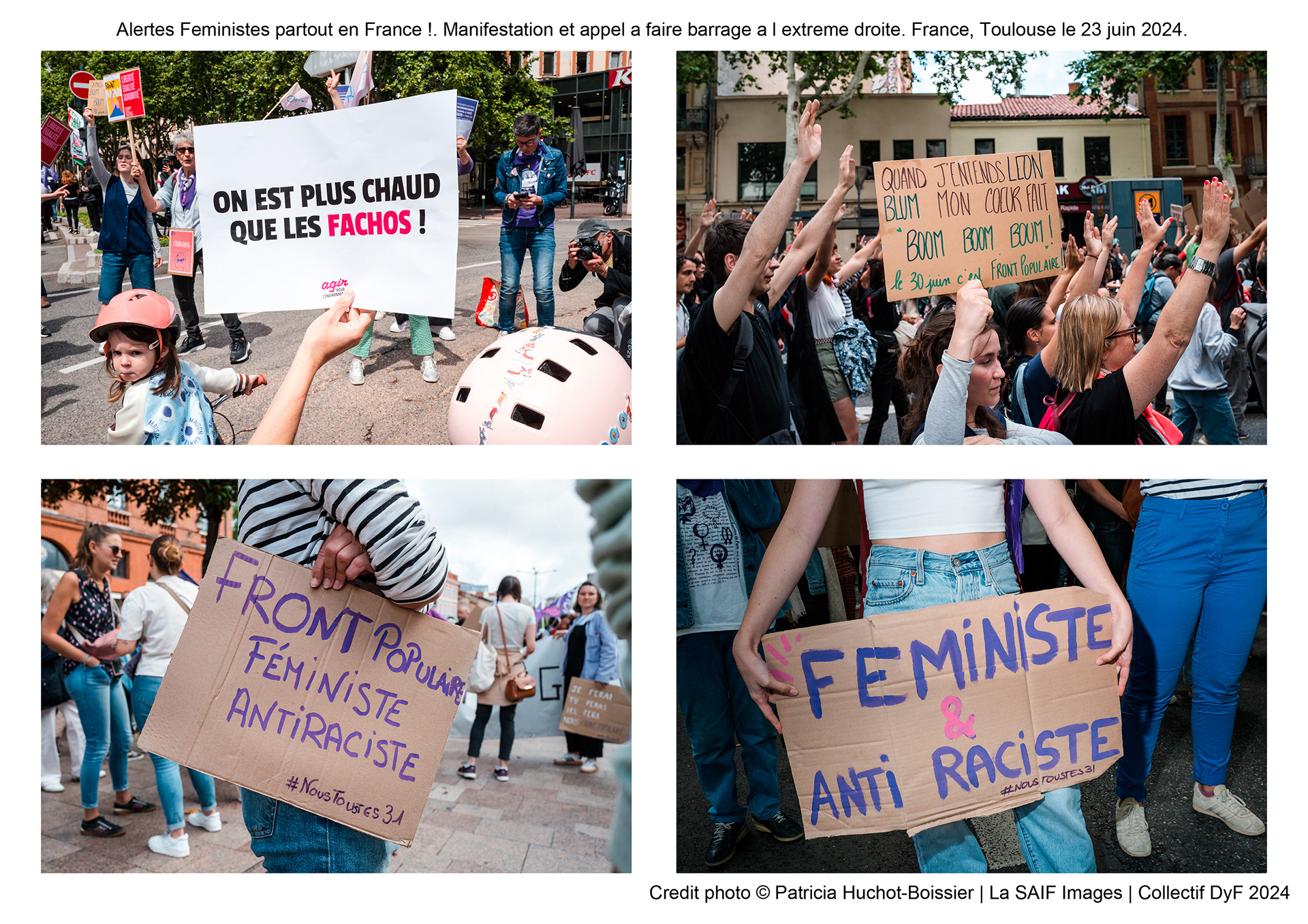 Alertes Feministes partout en France !. Manifestation et appel a faire barrage a l extreme droite. France, Toulouse le 23 juin 2024_