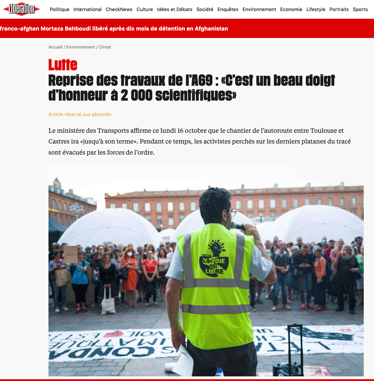 LIBERATION - 16 Octobre 2023