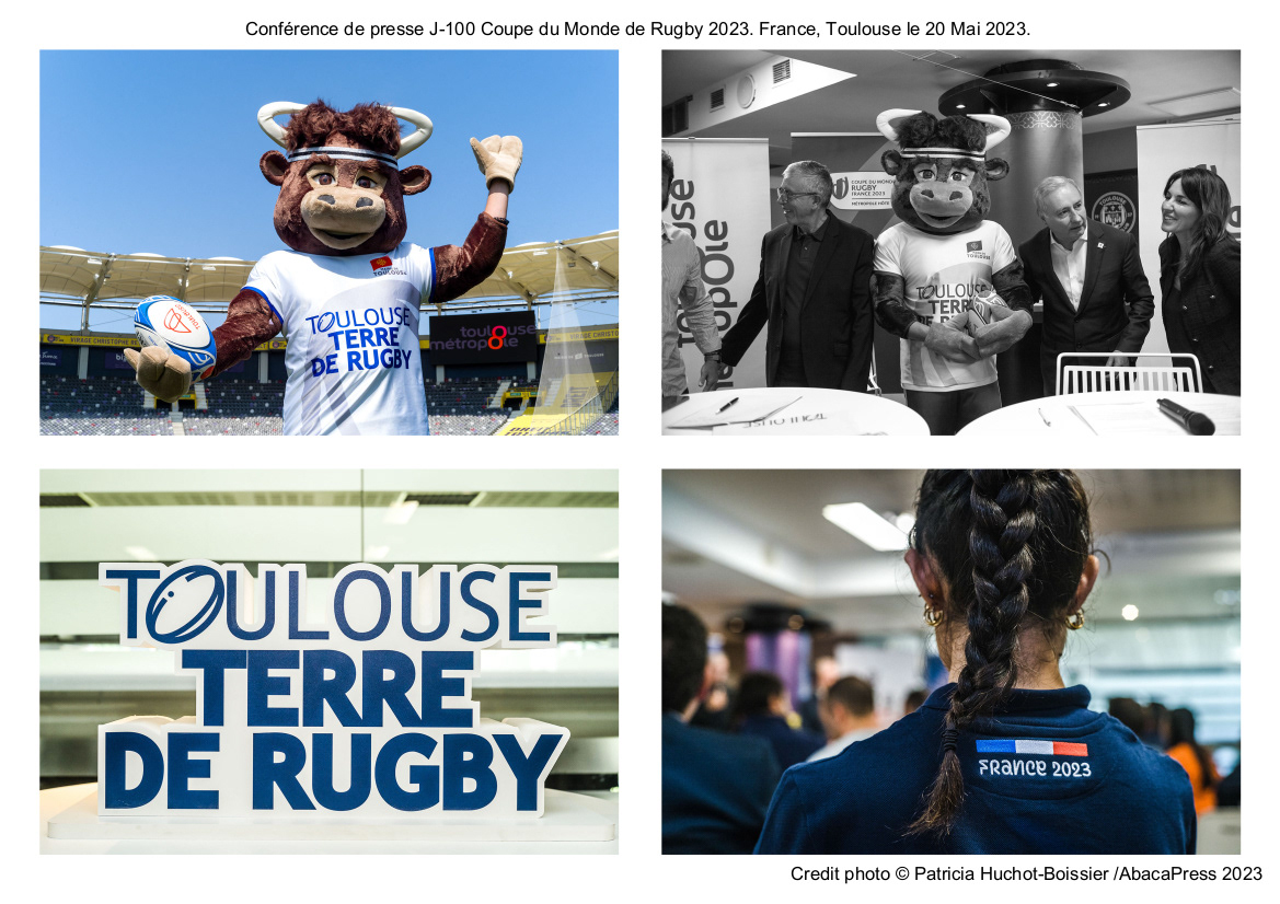 Conférence de presse J-100 Coupe du Monde de Rugby 2023. France, Toulouse le 20 Mai 2023
