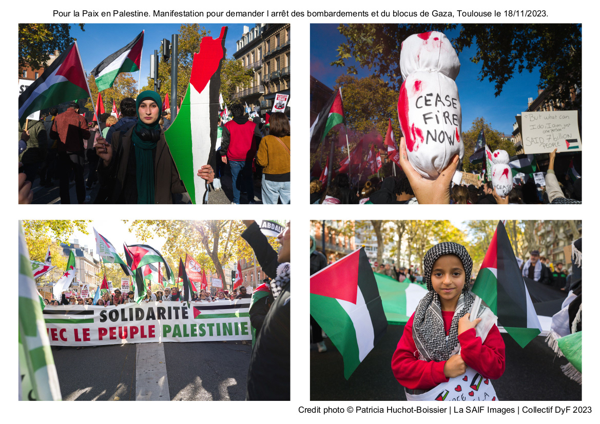 Pour la Paix en Palestine. Manifestation pour demander l arrêt des bombardements et du blocus de Gaza, Toulouse le 18/11/2023.