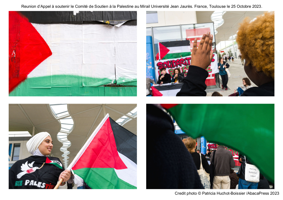 Reunion d’Appel à soutenir le Comité de Soutien à la Palestine au Mirail Université Jean Jaurès. France, Toulouse le 25 Octobre 2023