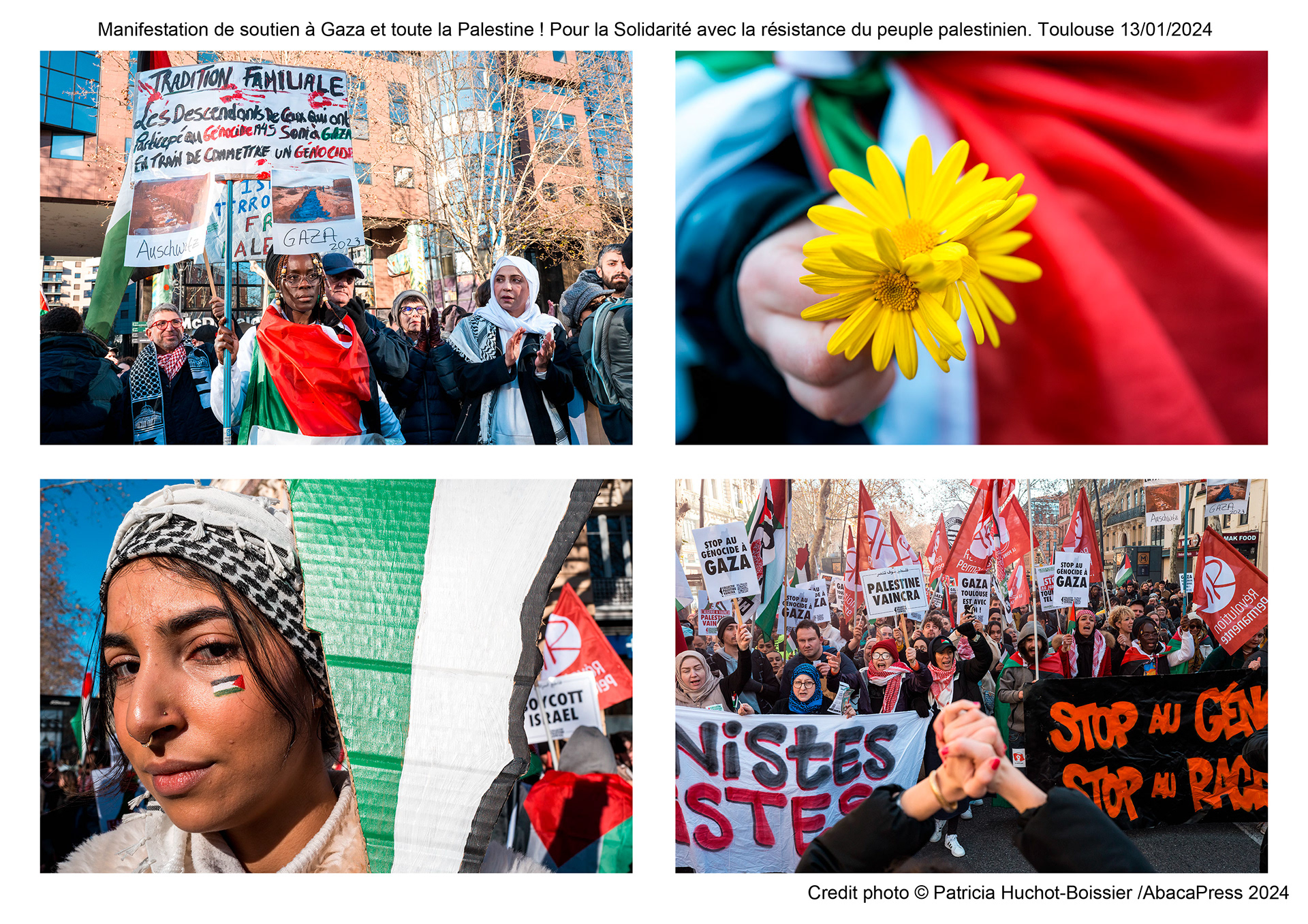 Manifestation de soutien à Gaza et toute la Palestine ! Pour la Solidarité avec la résistance du peuple palestinien. Toulouse 13-01-2024