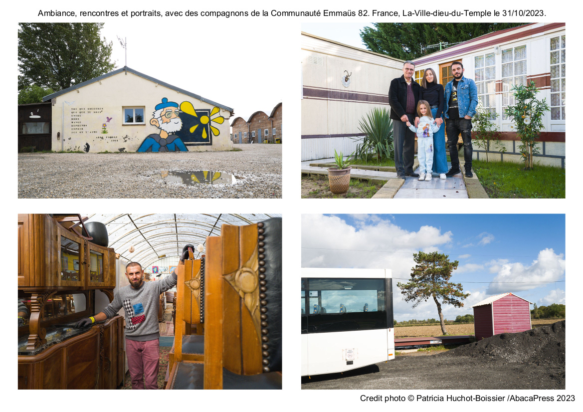 Ambiance, rencontres et portraits, avec des compagnons de la Communauté Emmaüs 82. France, La-Ville-dieu-du-Temple le 31/10/2023