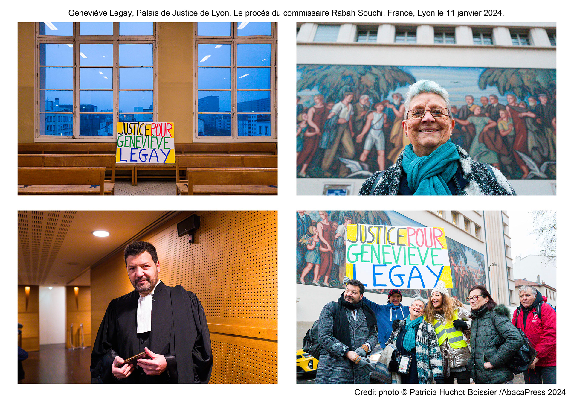 Geneviève Legay, Palais de Justice de Lyon. Le procès du commissaire Rabah Souchi. France, Lyon le 11 janvier 2024