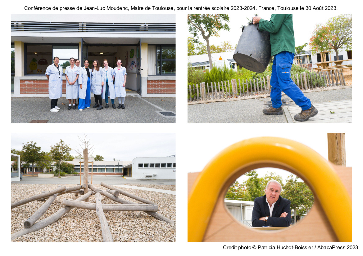 Conférence de presse de Jean-Luc Moudenc, Maire de Toulouse, pour la rentrée scolaire 2023-2024. France, Toulouse le 30 Août 2023