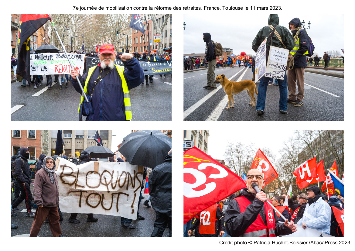 7e journée de mobilisation contre la réforme des retraites. France, Toulouse le 11 mars 2023