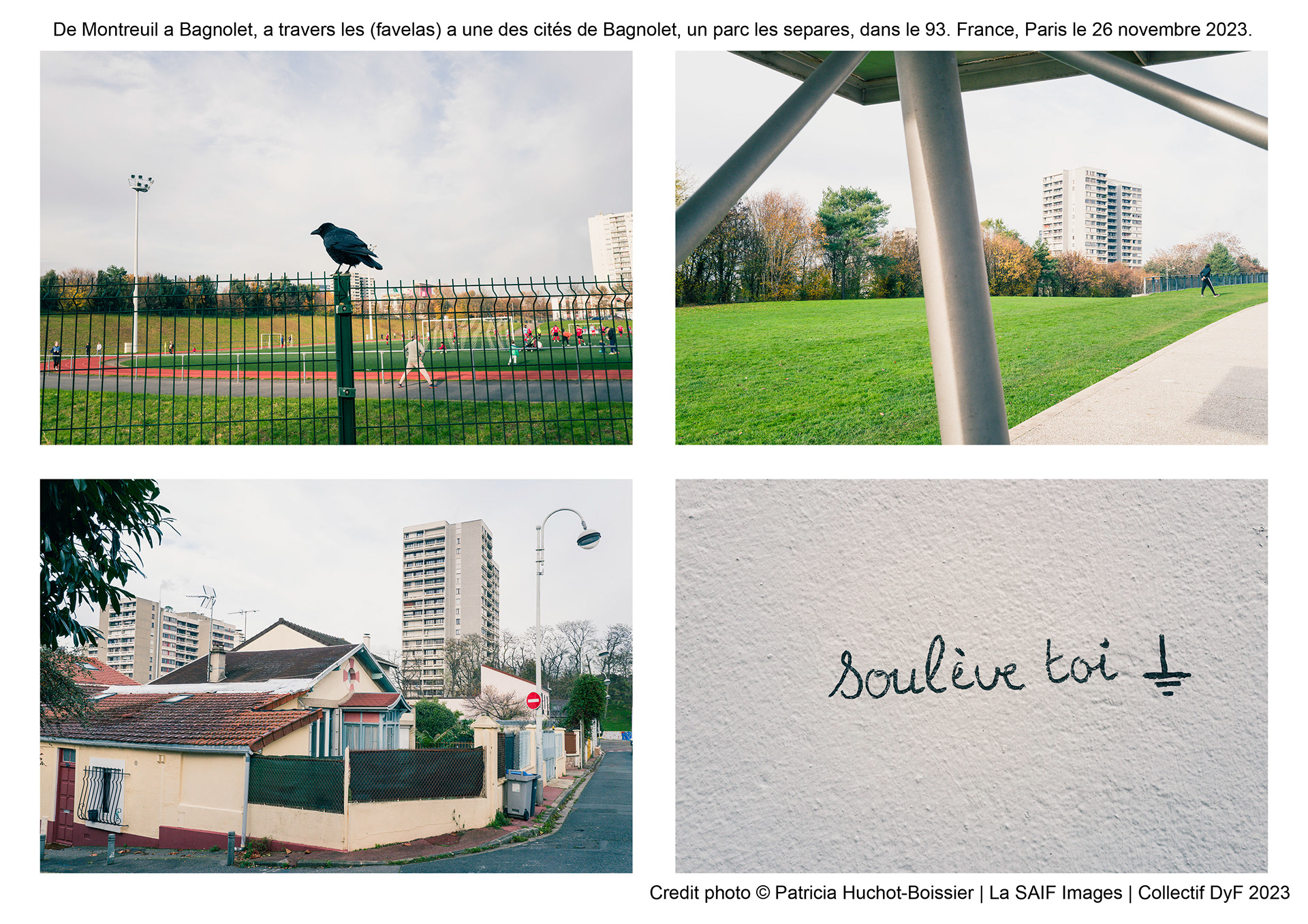 De Montreuil a Bagnolet, a travers les (favelas) a une des cités de Bagnolet, un parc les separes, dans le 93. France, Paris le 26 novembre 2023_