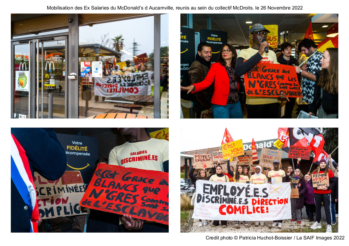 Mobilisation des Ex Salaries du McDonald’s d Aucamville, reunis au sein du collectif McDroits. le 26 Novembre 2022