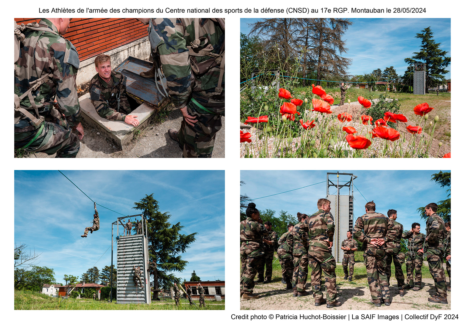 Les Athlètes de l'armée des champions du Centre national des sports de la défense (CNSD) au 17e RGP. Montauban le 28-05-2024