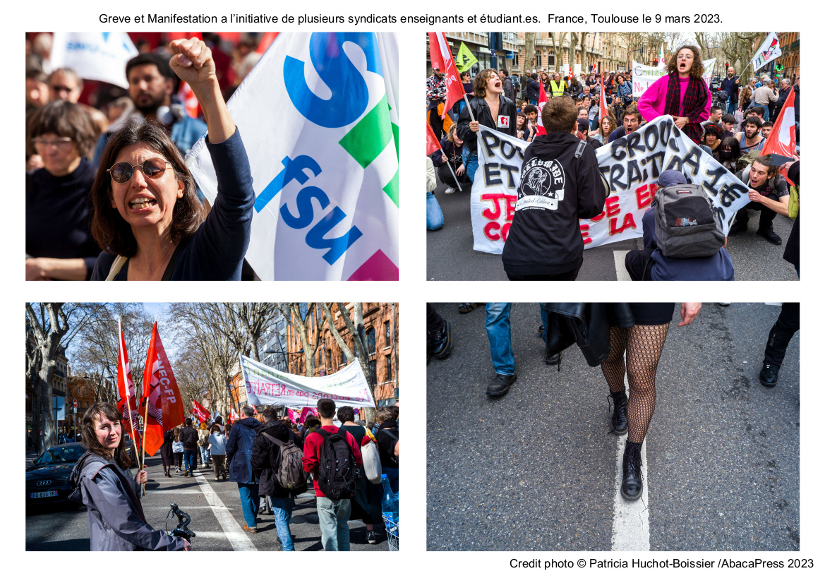 Greve et Manifestation a l’initiative de plusieurs syndicats enseignants et étudiant.es.  France, Toulouse le 9 mars 2023