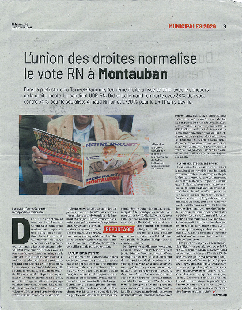 L'Humanite :: 23 mars 2026