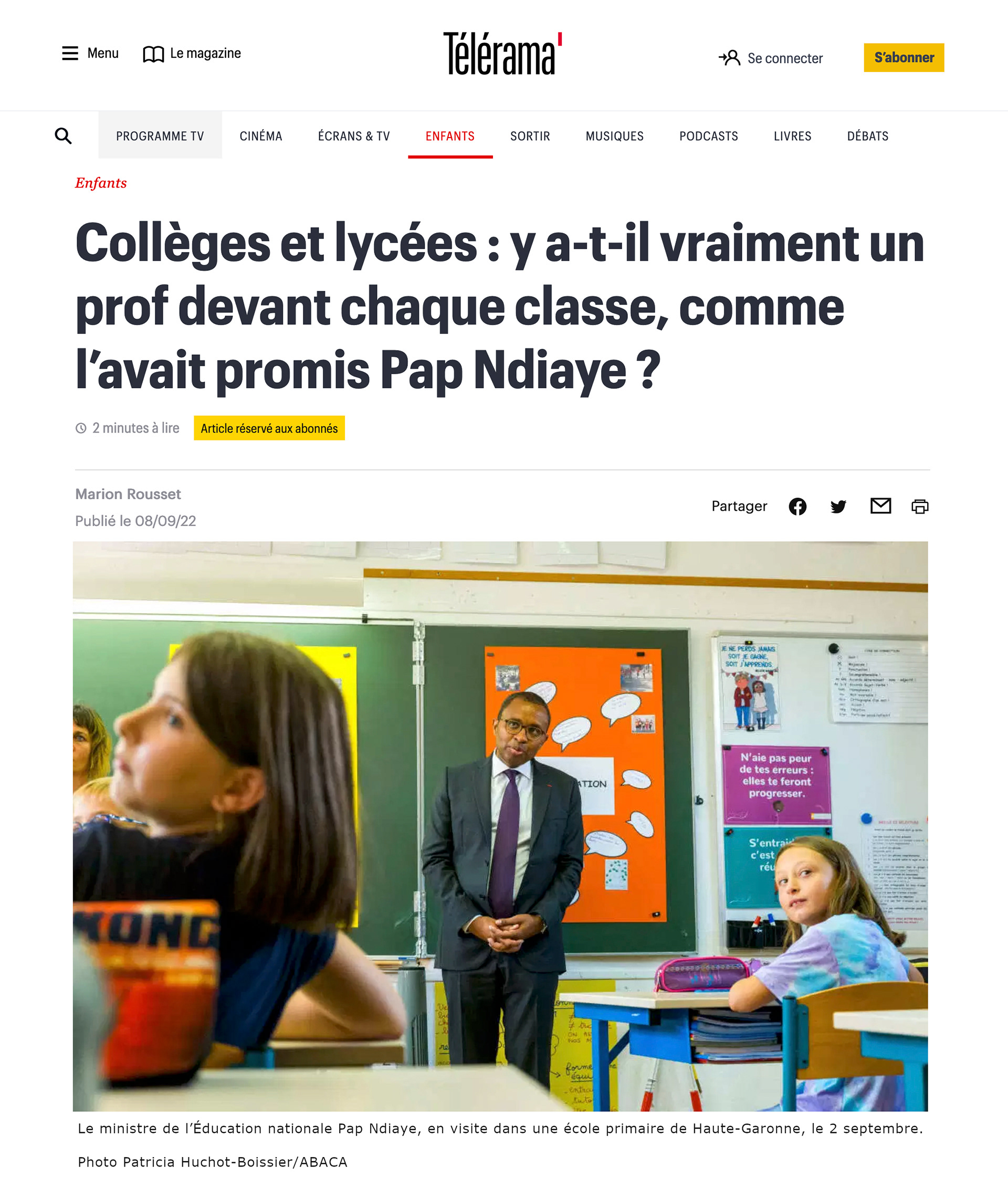 telerama 8/09/2022
