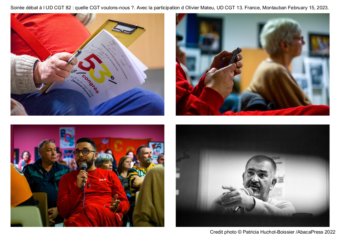 Soirée débat à l UD CGT 82 - quelle CGT voulons-nous ?. Avec la participation d Olivier Mateu, UD CGT 13. France, Montauban February 15, 2023