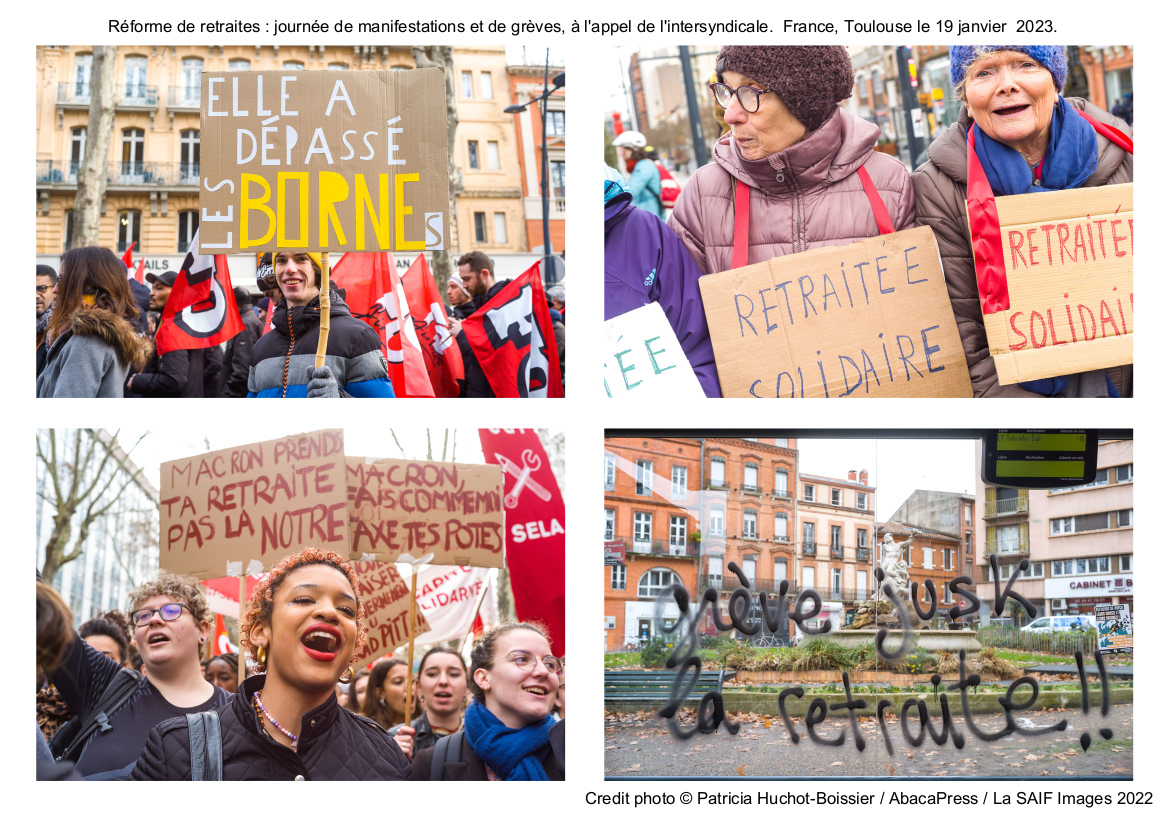 Réforme de retraites - journée de manifestations et de grèves, à l'appel de l'intersyndicale.  France, Toulouse le 19 janvier  2023