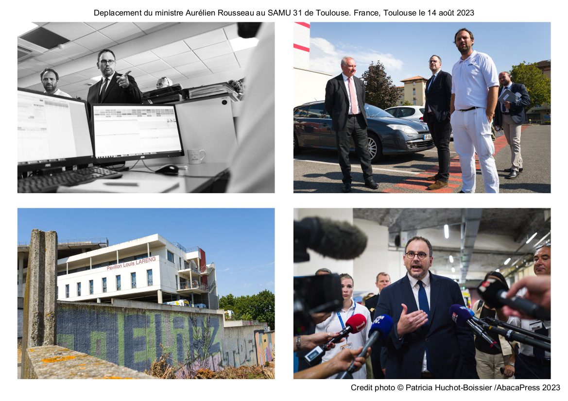 Deplacement du ministre Aurélien Rousseau au SAMU 31 de Toulouse. France, Toulouse le 14 août 2023