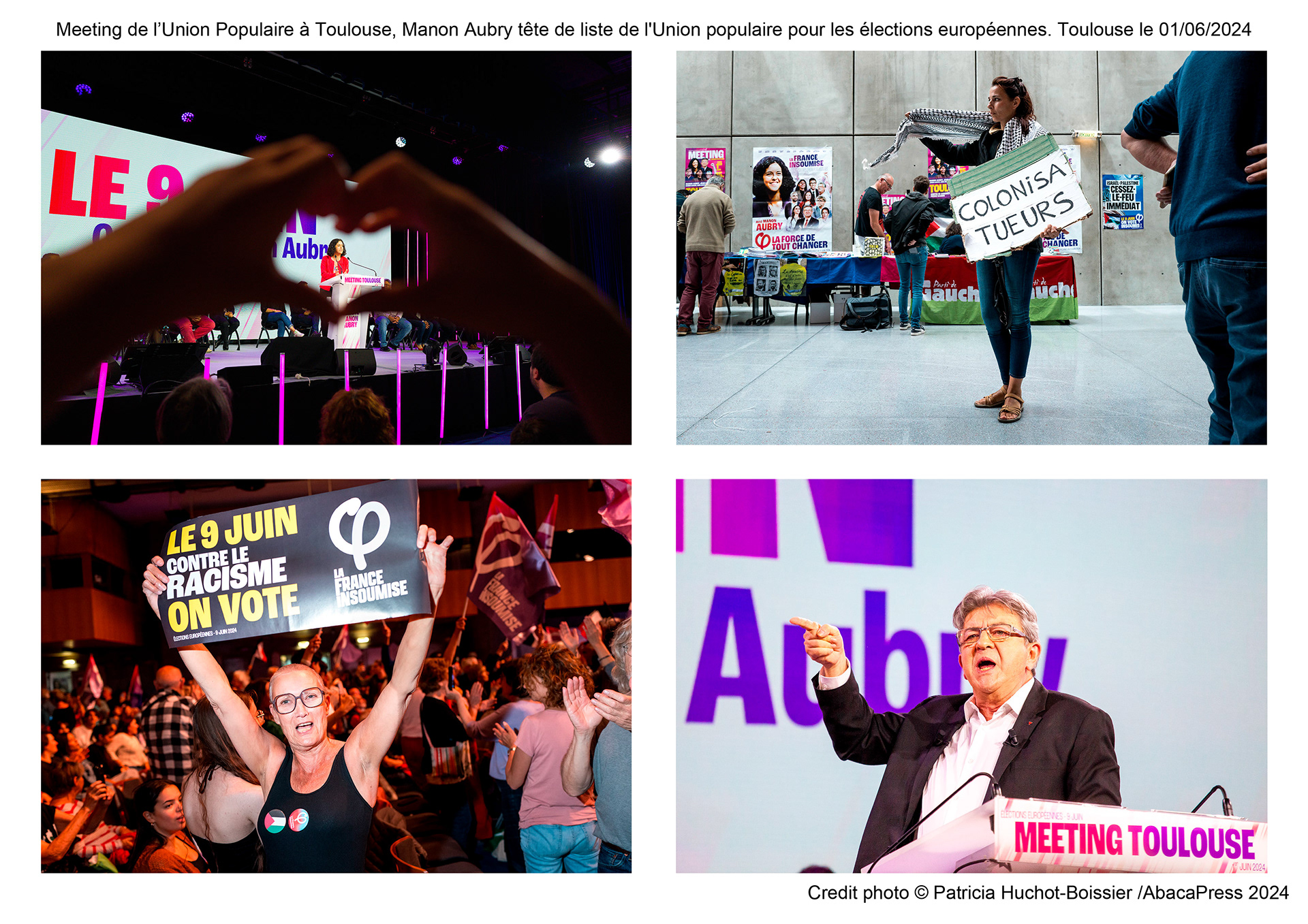 Meeting de l’Union Populaire à Toulouse, Manon Aubry tête de liste de l'Union populaire pour les élections européennes. Toulouse le 01-06-2024