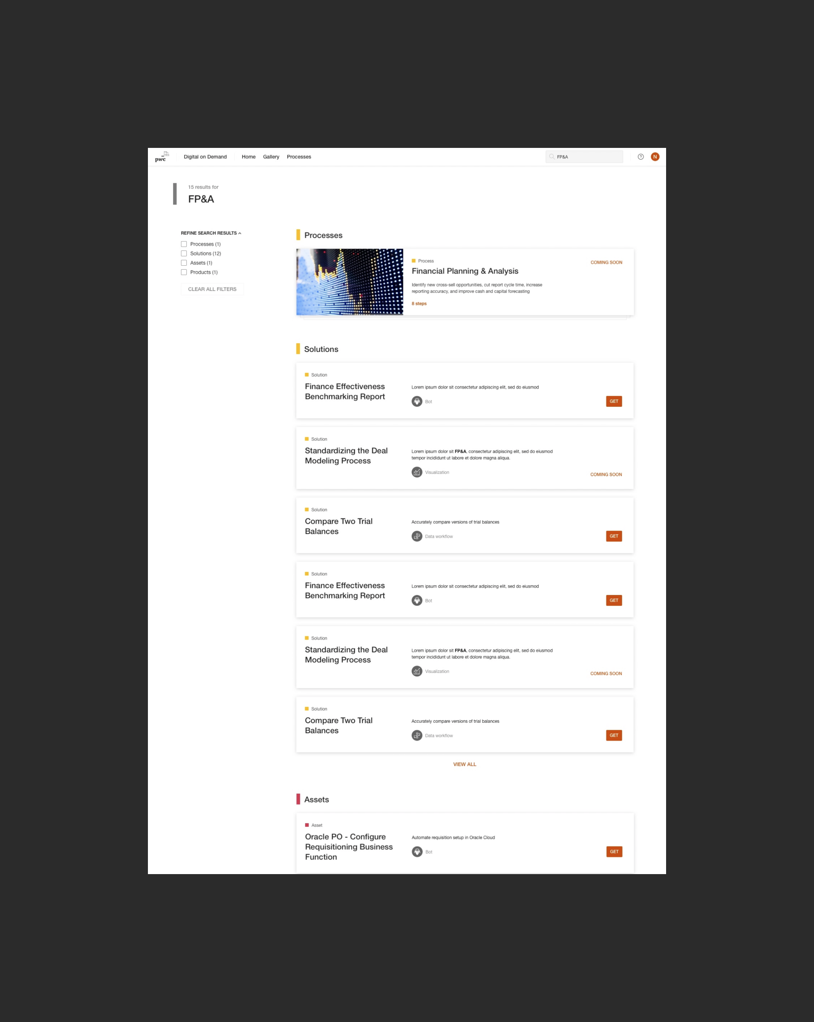 Search results sorted by result type