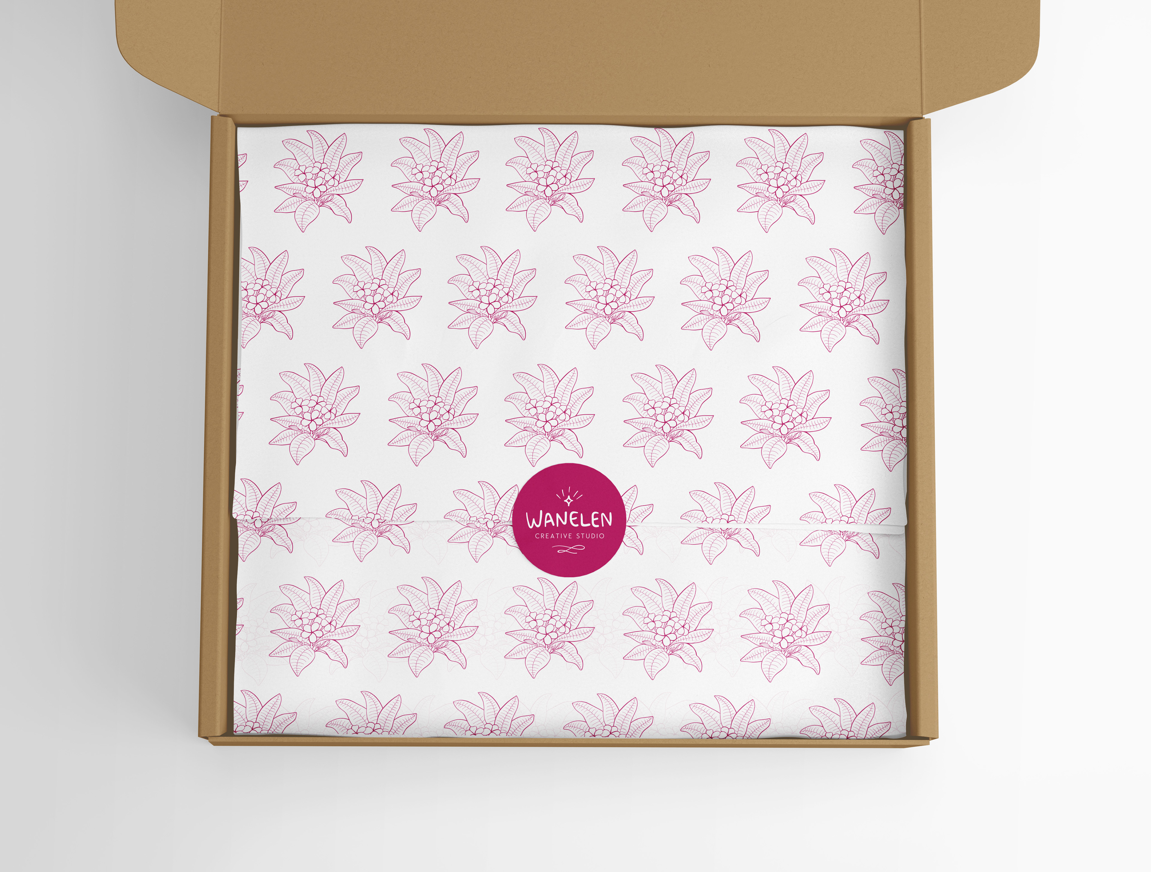 Plumeria flower pattern applied to tissue paper