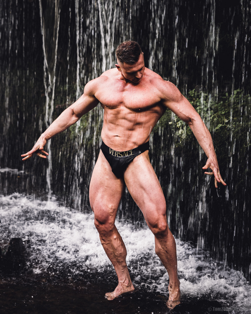 Welsh waterfalls - photoshoot with fitness model Jakub
