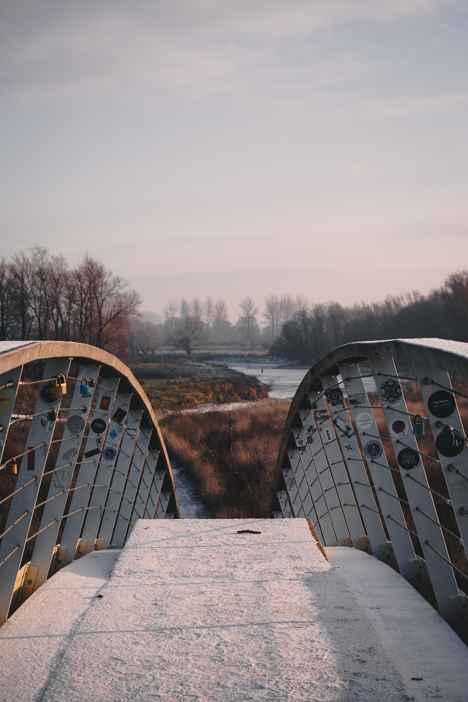 Slippery bridge on a cold winter, Nijmegen, Netherland 2022