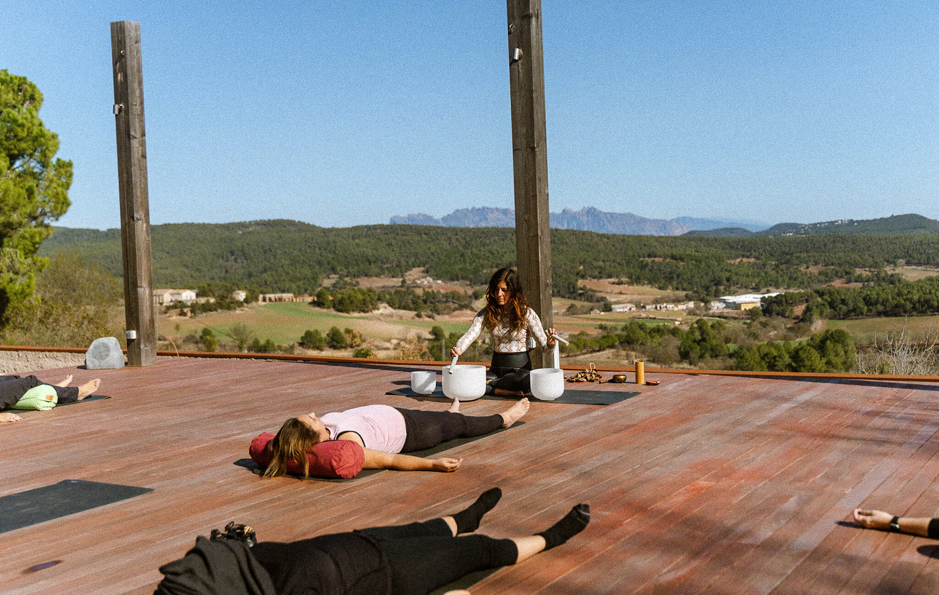 Spiritual retreat photographer in Spain documenting meditation, nature walks, and group reflections in natural light