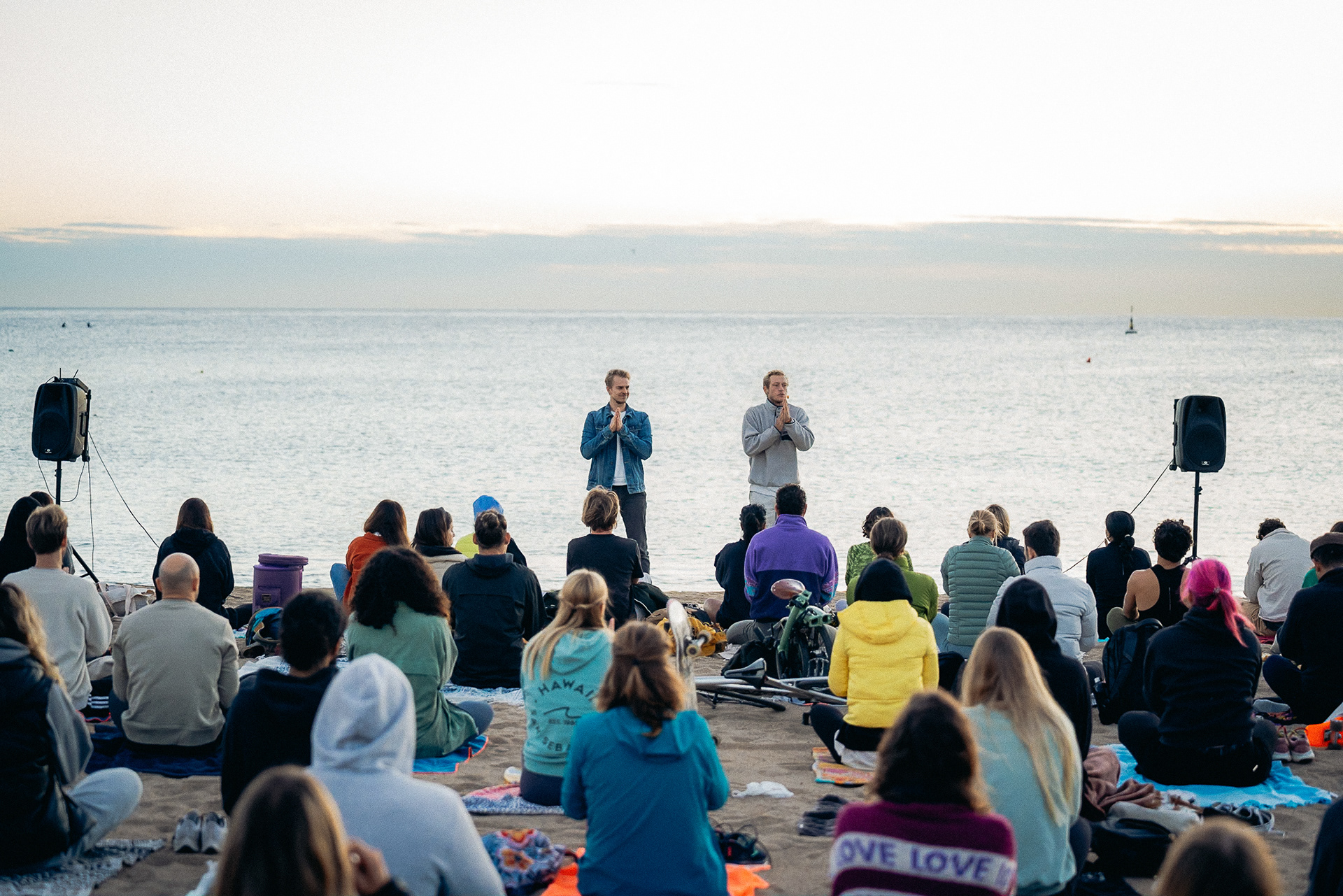 Wellness retreat by the sea in Barcelona documented with serene photography, capturing mindfulness and guided meditations