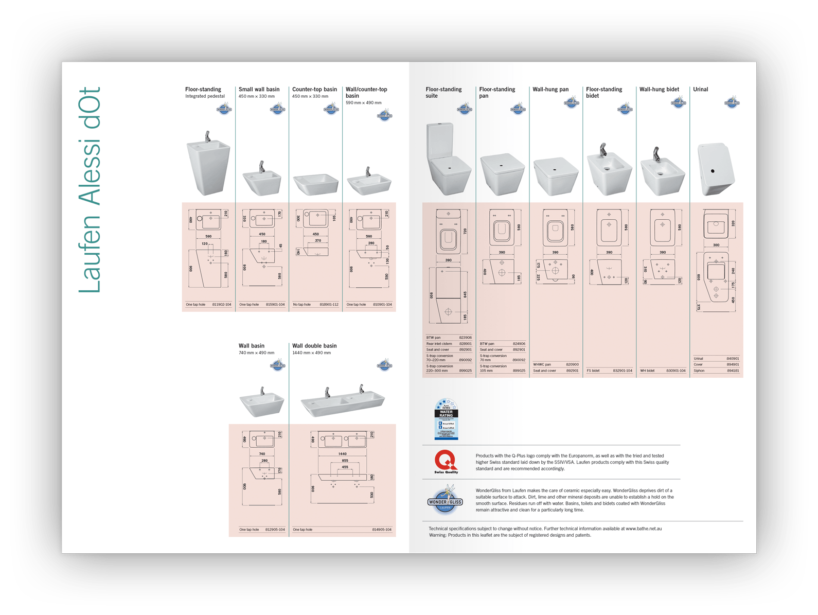Double-page layout design showing a range of products.