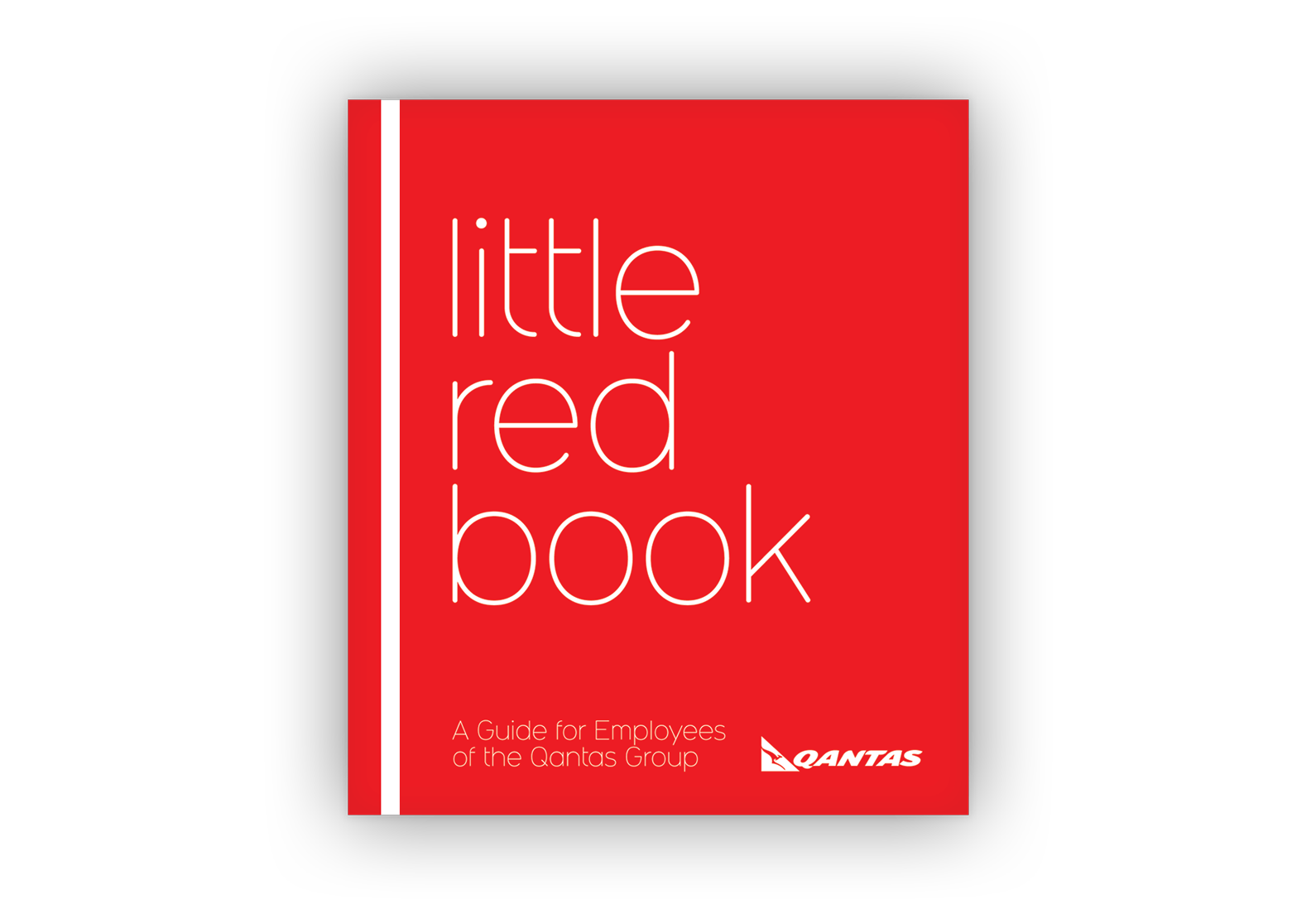 The booklet's cover design with Qantas's brand red dominating.
