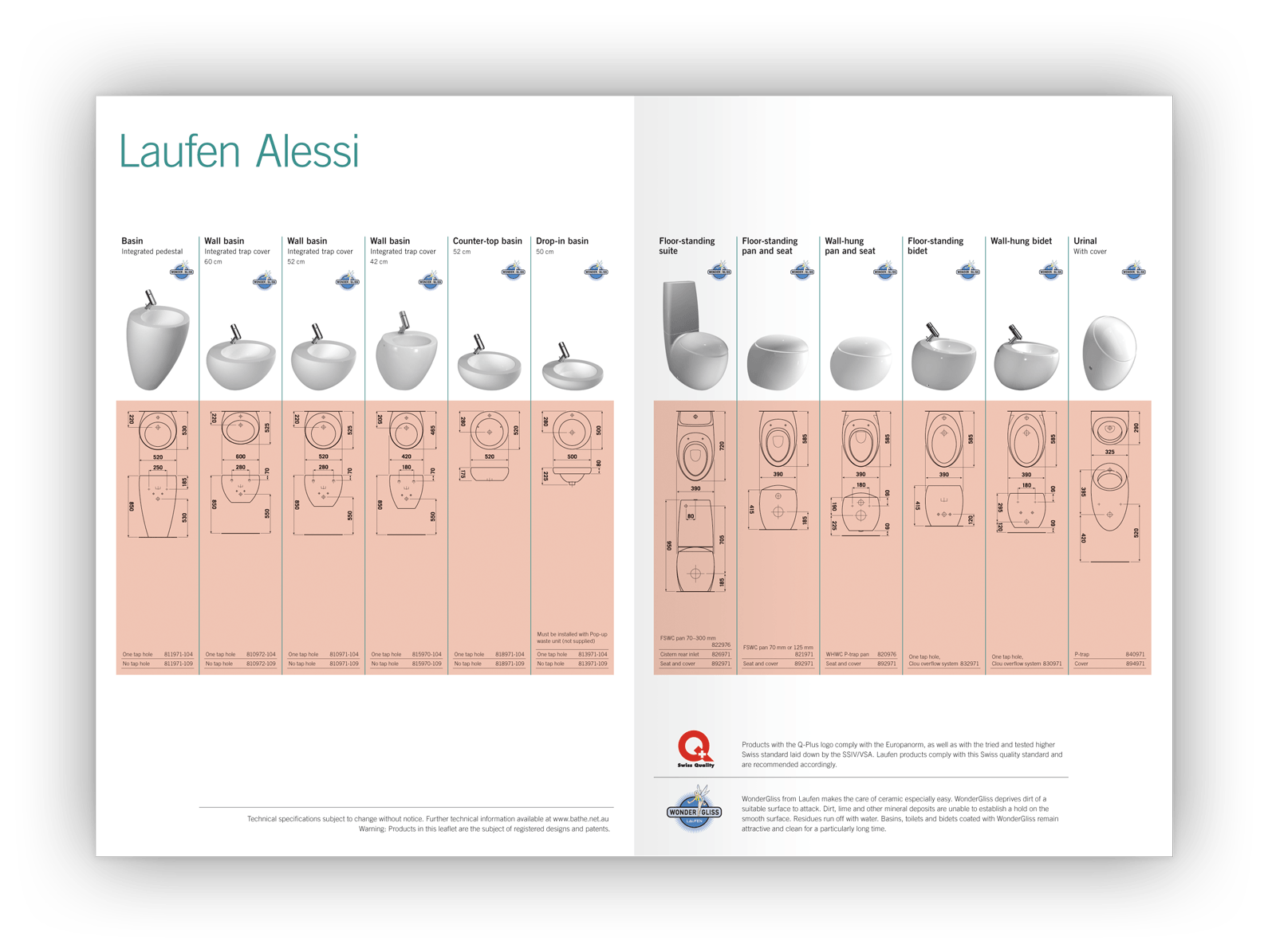 Double-page layout design showing a range of products.
