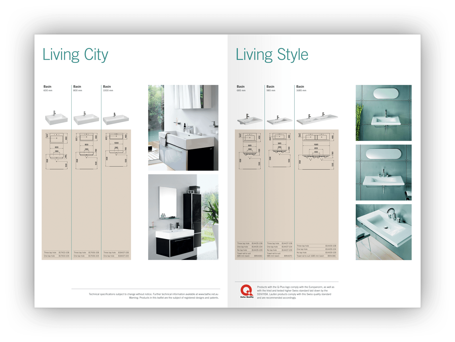 Double-page layout design showing a range of products.